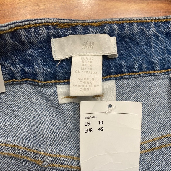 NWT New H&M Light Blue 100% Cotton High Waist Tapered Straight Leg Jeans Size 10 - Picture 9 of 14